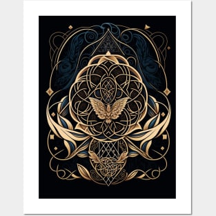 Fancy Art Nouveau Sacred Geometry Crest Posters and Art